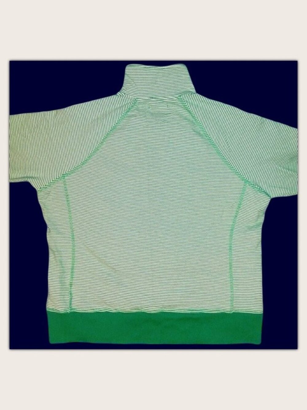 Tommy Hilfiger Half Zip Pullover Sweatshirt Green & White Stripes - Women's L ? - Picture 6 of 8